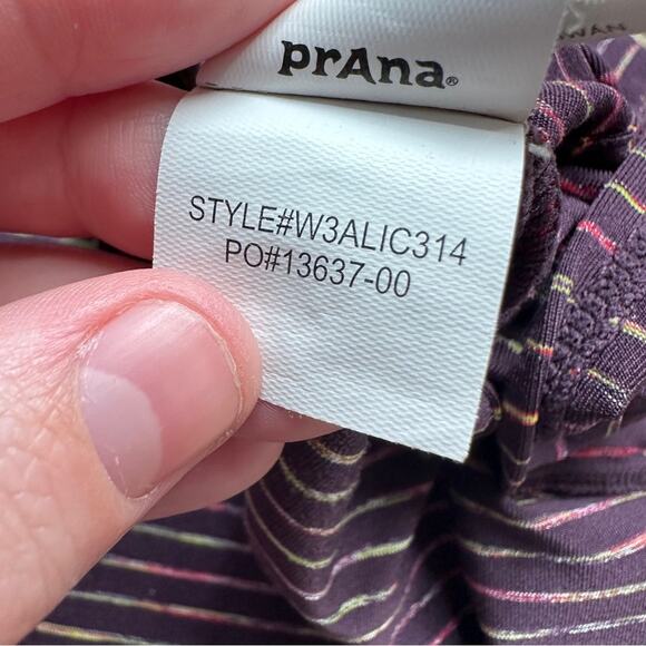 Prana Alicia Scramble Purple Multi Striped Mock Neck Long Sleeve Dress Sz L - Picture 8 of 10